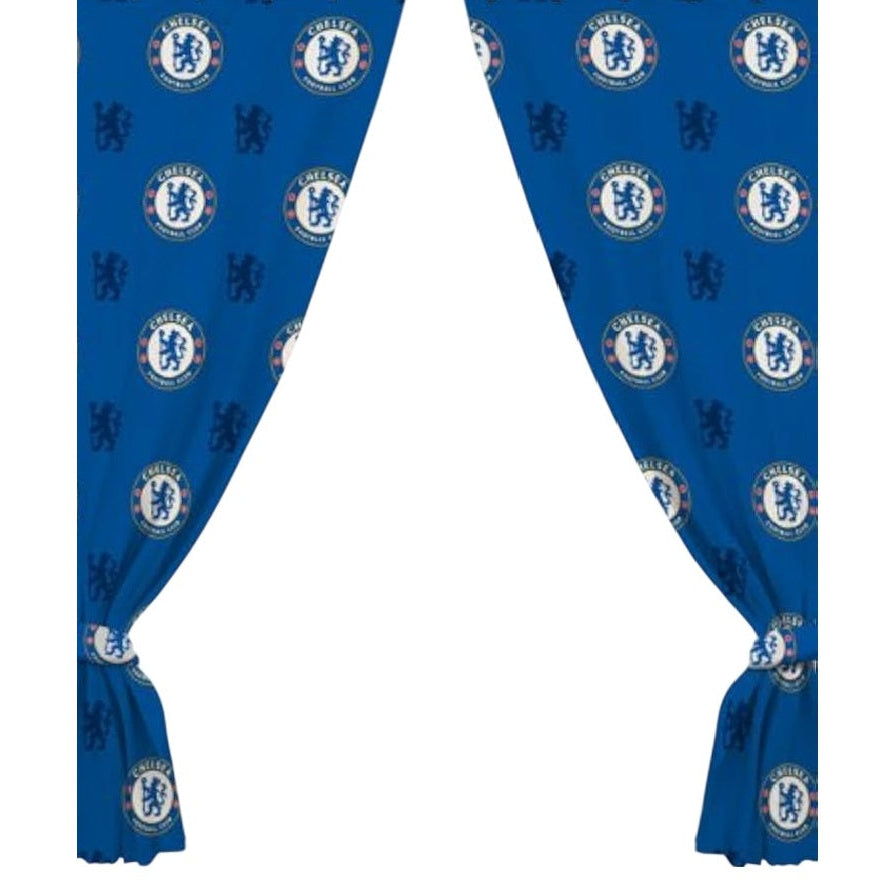 chelsea fc repeat crest curtains 54" drop